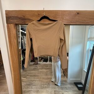 CALIA by Carrie Underwood Tan Long Sleeve Ribbed Top